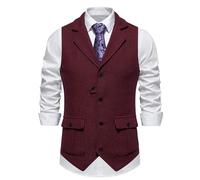 DASJKDI Gilet de costume for homme, gilet en tissu à chevrons, veste décontractée col rabattu for mariage, affaires, blazer(Red,Asian XXL(US XXL))