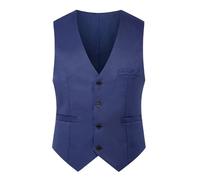 DASJKDI Gilet de costume sans manches à simple boutonnage for homme, tenue décontractée for soirée, bar, banquet(Lake blue,L)