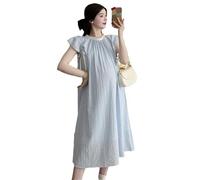 DASJKDI Robe De Maternité D'été, Petite Fraîche Et Douce, À Manches Volantées, Jupe Une Pièce(L)