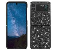 DasKAn Compatible pour Samsung Galaxy Z Flip 3 5G Glitter Coque, Brillant Paillettes Galvanoplastie Caoutchouc Pare-Chocs Anti-Chute Antichoc Ultra Mince TPU Arrière Housse de Protection, Noir