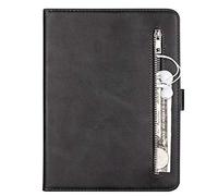 DasKAn Coque en Cuir à Rabat pour iPad Mini 1/2/3/4/5 8.0 avec Pochette à Glissière, Magnétique Folio Portefeuille Housse de Protection avec Porte Carte Fonction de Support Étui de Tablette, Noir