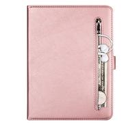 DasKAn Coque en Cuir à Rabat pour iPad Mini 1/2/3/4/5 8.0 avec Pochette à Glissière, Magnétique Folio Portefeuille Housse de Protection avec Porte Carte Fonction de Support Étui de Tablette, Or Rose