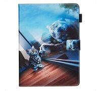 DasKAn Coque en Cuir pour iPad Mini 1/2/3/4/5 2019, Auto Réveil/Veille Folio Magnétique à Rabat Housse de Protection avec Porte Carte Stand Portefeuille Étui de Tablette,Chat et Tigre#1