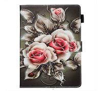 DasKAn Coque en Cuir pour iPad Mini 1/2/3/4/5 2019, Auto Réveil/Veille Folio Magnétique à Rabat Housse de Protection avec Porte Carte Stand Portefeuille Étui de Tablette,Rose Fleur