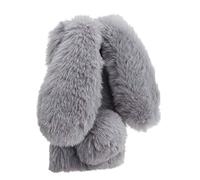 DasKAn Coque pour iPhone 7/8 Fourrure Oreilles de Lapin Mignon,Fait Main Hiver Chaud Souple Duveteux Peluche Brillant 3D Strass Silicone Housse Étui de Téléphone Arrière,Gris