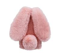 DasKAn Oreilles de Lapin 3D Fourrure Coque pour Samsung Galaxy A21s, Bling Strass Diamant Design Fait à la Main Hiver Chaud Souple Peluche Housse de Protection Arrière Étui de Téléphone,Rose