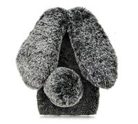 DasKAn Oreilles de Lapin 3D Fourrure Coque pour Samsung Galaxy A21s, Bling Strass Diamant Design Fait à la Main Hiver Chaud Souple Peluche Housse de Protection Arrière Étui de Téléphone,Noir