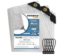 DASKIGO 3 x 4 m en Maille renforcée Robuste et imperméable - Bâche Transparente & 6 balles élastiques