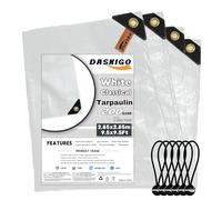 DASKIGO Lot de 3 bâches imperméables et résistantes de 200 g/m² - Blanc - 3 m - Avec 6 boules élastiques