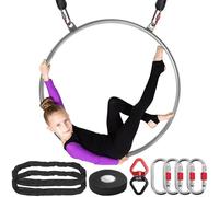 DASKING Anneau aérien 2 points en acier inoxydable avec sac portable résistant, capacité de 226 kg, kit d'anneaux de yoga pour fitness, entraînement de cirque