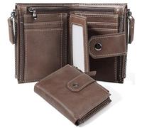 DASKING Portefeuille Hommes, 16-en-1 Hommes Portefeuille Cuir RFID Blocage Porte-Cartes crédit Bifold Sac avec Poche pièce à Fermeture éclaire, Anti-vol Portefeuilles de sécurité Cadeaux pour Hommes