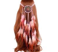 Dasongff Bandeau bohème avec plumes indiennes, tresses, attrape-rêves, style hippie, vintage, bijoux de fête, accessoires de cheveux pour femmes et filles