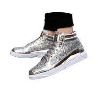 Dasongff Baskets Skateboard à Lacets Homme Sneakers Paillettes Brillantes Chaussures Montants Métallisé Scintillantes Tennis Basket Mode Course Marche Sport Sneaker Fitness Running Confort