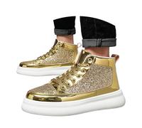 Dasongff Baskets Skateboard à Lacets Homme Sneakers Paillettes Brillantes Chaussures Montants Métallisé Scintillantes Tennis Basket Mode Course Marche Sport Sneaker Fitness Running Confort