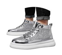 Dasongff Baskets Skateboard à Lacets Homme Sneakers Paillettes Brillantes Chaussures Montants Métallisé Scintillantes Tennis Basket Mode Course Marche Sport Sneaker Fitness Running Confort
