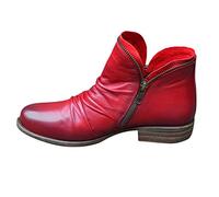 Dasongff Boots Femme Moto Vintage Bottine Femmes Botte Courtes Chic et Élégant Boots Hiver Femme Côté Zipper Respirant Chaussures Femmes Boot Bottines de Cheville à Talons Bas