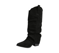 Dasongff Botte Hautes Femme Vintage Daim Stiletto Talons Haut Sexy Boots Automne Hiver Mode Casual Chaussures Bottes Longues Cuir Bottes Moto
