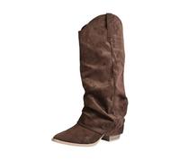 Dasongff Botte Hautes Femme Vintage Daim Stiletto Talons Haut Sexy Boots Automne Hiver Mode Casual Chaussures Bottes Longues Cuir Bottes Moto