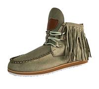 Dasongff Botte Santiag Femme Western Cowboy Santiags à Frange Vintage Bottes Indiennes Talon Plat à Glands Bout Rond Ankle Boots Élégant Slip-on Cowgirl Rétro Bottes Classiques Cheville