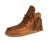 Dasongff Botte Santiag Femme Western Cowboy Santiags à Frange Vintage Bottes Indiennes Talon Plat à Glands Bout Rond Ankle Boots Élégant Slip-on Cowgirl Rétro Bottes Classiques Cheville