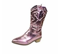 Dasongff Bottes Go-Go Pour Femmes Des Années 70 Bottes à Talons Compensés Montant Jusqu'Aux Genoux Bout Carré Talon épais et Large Extensibles