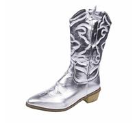 Dasongff Bottes Go-Go Pour Femmes Des Années 70 Bottes à Talons Compensés Montant Jusqu'Aux Genoux Bout Carré Talon épais et Large Extensibles