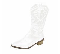 Dasongff Bottes Go-Go Pour Femmes Des Années 70 Bottes à Talons Compensés Montant Jusqu'Aux Genoux Bout Carré Talon épais et Large Extensibles