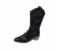 Dasongff Bottes Go-Go Pour Femmes Des Années 70 Bottes à Talons Compensés Montant Jusqu'Aux Genoux Bout Carré Talon épais et Large Extensibles