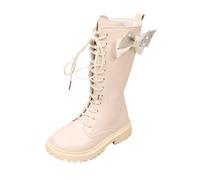 Dasongff Bottes Longues pour Enfants Bottines Fille élégant Bottes à Lacets Enfant École à Lacets avec Fermeture Éclair Confortables à Bout Rond Botte Enfant Fille Chaude Décontractées