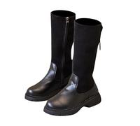 Dasongff Bottes Longues pour Enfants Bottines Fille élégant Bottes à Lacets Enfant École à Lacets avec Fermeture Éclair Confortables à Bout Rond Botte Enfant Fille Chaude Décontractées