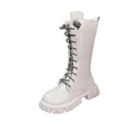 Dasongff Bottes Longues pour Enfants Bottines Fille élégant Bottes à Lacets Enfant École à Lacets avec Fermeture Éclair Confortables à Bout Rond Botte Enfant Fille Chaude Décontractées