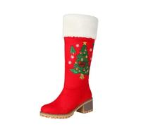 Dasongff Bottes Mi-Mollet Femme de Noel D'Hiver Chaudes en Fourrure Pour Femmes Bottes Mi-Mollet Femme avec Nœud Princesse