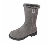 Dasongff Bottes Mi-Mollet Femme Hiver Chaud Bottes de Neige Femme Confortable Elégantes Mode cuir véritable Couleur unie Femelles Bottillon Chaudes Souple rétro Cowboy Tige large Imperméables