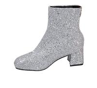 Dasongff Bottines Femme Fermeture éclair à Paillettes Botte de Pluie Chaussures Femmes Semi-Hautes Chelsea Bottines Femme Talon 6cm Confortable