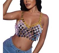 Dasongff Camisole Femme Sensuelle Club Libertin 2023 Nouveau Tube Top Clubwear Paillettes Dos Nu Bustiers Couture Acrylique Creux Caraco Crop Licou Danse du ventre et de pipe en acier Corsets
