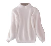 Dasongff Chandail Crochet Femme Pull Mohair Femme Col Roulé Chandail Hiver Chaud Couleur Unie Pullover Basiques College Fille Ado Chandails Tricoté Pulls Tuniques Sweater Doux Moelleux Hairy
