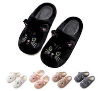 Dasongff Chausson Panda Femme Hiver Peluche Fourrure Chaud Pantoufles d'intérieur Slipper Chat en Peluche Mouton Doublure Confort Voute Plantaire Memory Foam Slippers Antidérapant Semelle