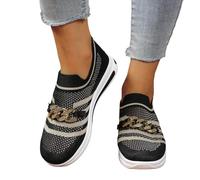 Dasongff Chaussures orthopédiques pour Femmes, Chaussures brodées Fleurs pour femmeses Mocassins Plats en Tricot brodés de Fleurs Chaussur-ES d'infirmière, Baskets de Marche décontractées