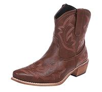 Dasongff Chelsea Boot Cowboy Femme Western Botte Equitation Indiennes Larges Mollets Santiags Broderie Bout Pointu Bottes Cowgirl Vintage Talon Bloc Mi-Mollet Classiques Antidérapant