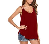 Dasongff DéBardeurs Sport Femme Long - Tunique Tops Yoga Grande Taille - Camisole Femme Sexy- Femme Casual Élégant Chemise sans Manche Col V Lâche Plier Blouse Tops T-Shirt
