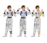 Dasongff Déguisement Astronaute Enfant Adulte, Costume Astronaute Garçon Homme Fille Space Combinaison de Pilote Cosmonaute Espace Casque Lunettes Cosplay Halloween Carnival