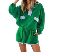 Dasongff Ensemble Deux PièCes Femme, Chemises Oversize DéContractéEs Pour L'éTé, Shorts Cyclistes, Tenue Assortie Pour Voyager à L'AéRoport