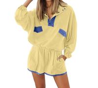 Dasongff Ensemble Deux PièCes Femme, Chemises Oversize DéContractéEs Pour L'éTé, Shorts Cyclistes, Tenue Assortie Pour Voyager à L'AéRoport