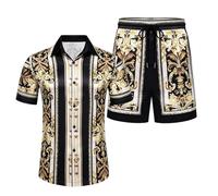 Dasongff Ensemble Ete Homme Ensemble Short + Tee Shirt Chemise de Bowling Hawaïenne à Manches Courte Sportswear 2 Pièce Sets Été Survêtement Jogging Mode T-Shirt et Shorts avec Poche