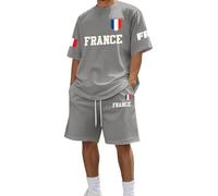 Dasongff Ensemble Jogging Homme Court Ete Chic Et Elegant Ensemble Baggy 2 Pièces Décontracté Souvenir Cadeau Drapeau Français Maillot Coupe du Monde 2026 Survetement Plage Costumes Loungewear