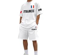 Dasongff Ensemble Jogging Homme Court Ete Chic Et Elegant Ensemble Baggy 2 Pièces Décontracté Souvenir Cadeau Drapeau Français Maillot Coupe du Monde 2026 Survetement Plage Costumes Loungewear