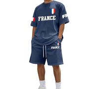 Dasongff Ensemble Jogging Homme Court Ete Chic Et Elegant Ensemble Baggy 2 Pièces Décontracté Souvenir Cadeau Drapeau Français Maillot Coupe du Monde 2026 Survetement Plage Costumes Loungewear