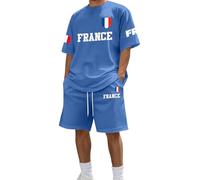 Dasongff Ensemble Jogging Homme Court Ete Chic Et Elegant Ensemble Baggy 2 Pièces Décontracté Souvenir Cadeau Drapeau Français Maillot Coupe du Monde 2026 Survetement Plage Costumes Loungewear