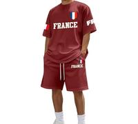 Dasongff Ensemble Jogging Homme Court Ete Chic Et Elegant Ensemble Baggy 2 Pièces Décontracté Souvenir Cadeau Drapeau Français Maillot Coupe du Monde 2026 Survetement Plage Costumes Loungewear