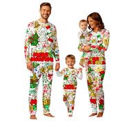 Dasongff Ensemble Pyjama Noël Famille Manche Longue Vêtement Père-Mère Garçon Fille du Nouveau-né Bébé-Nouvel an Pyjamas Automne Hiver Costume Set